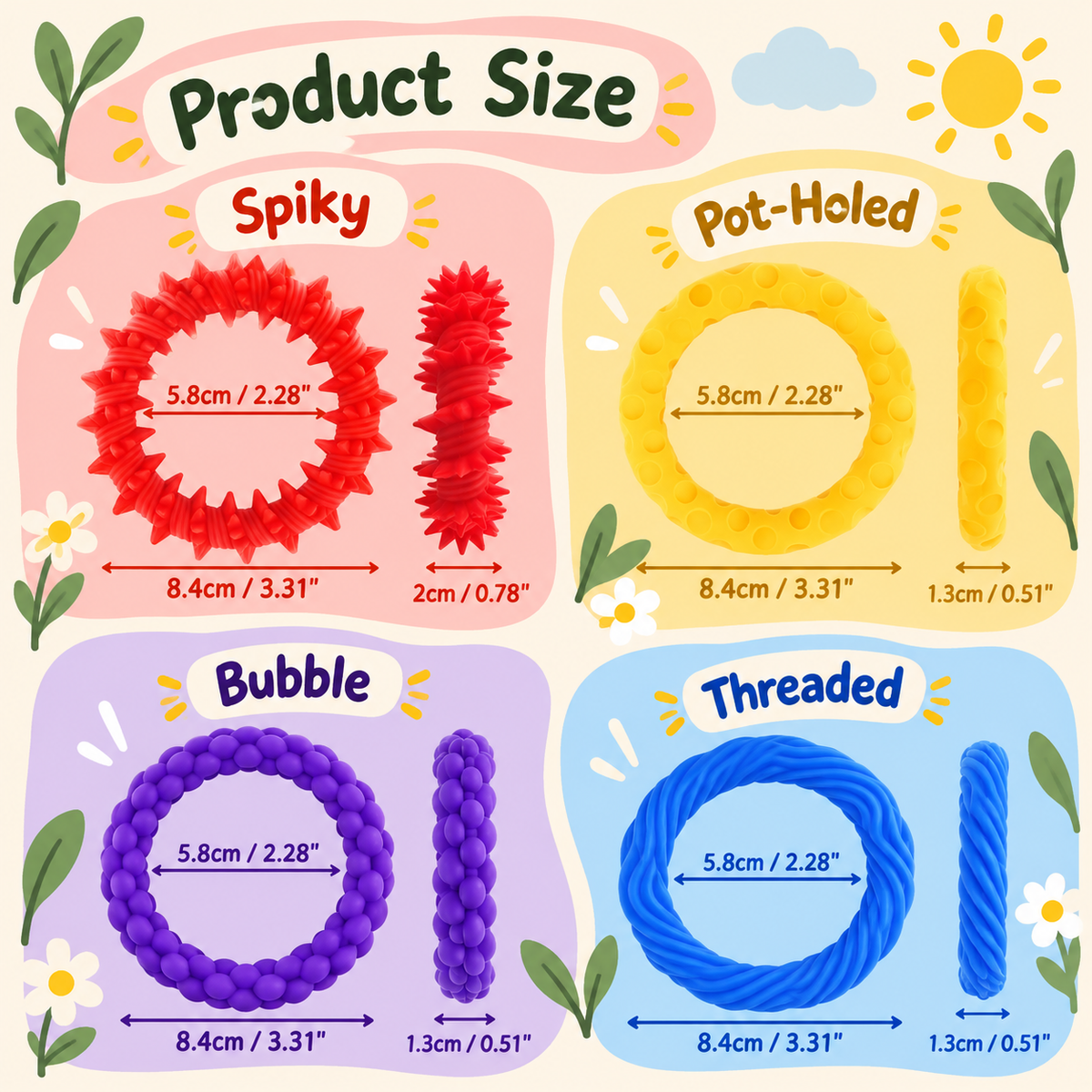 Textured Stretchy Sensory Bracelets – Set of 5