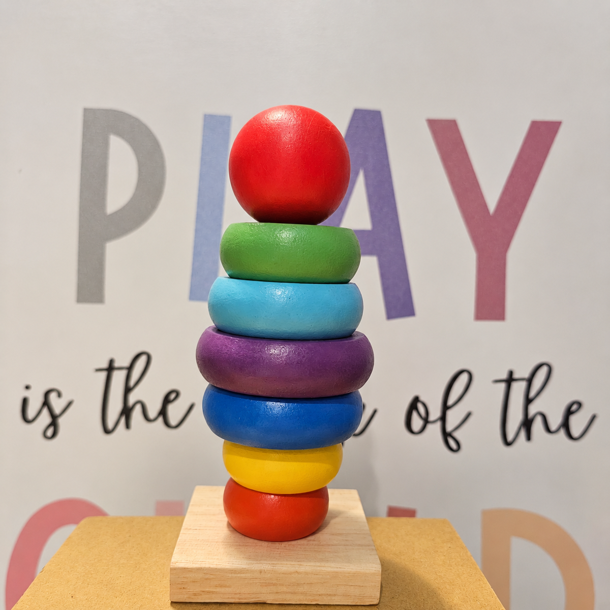 Primary or Pastel Wooden Rainbow Stacker – Classic Educational Toy for Ages 2+