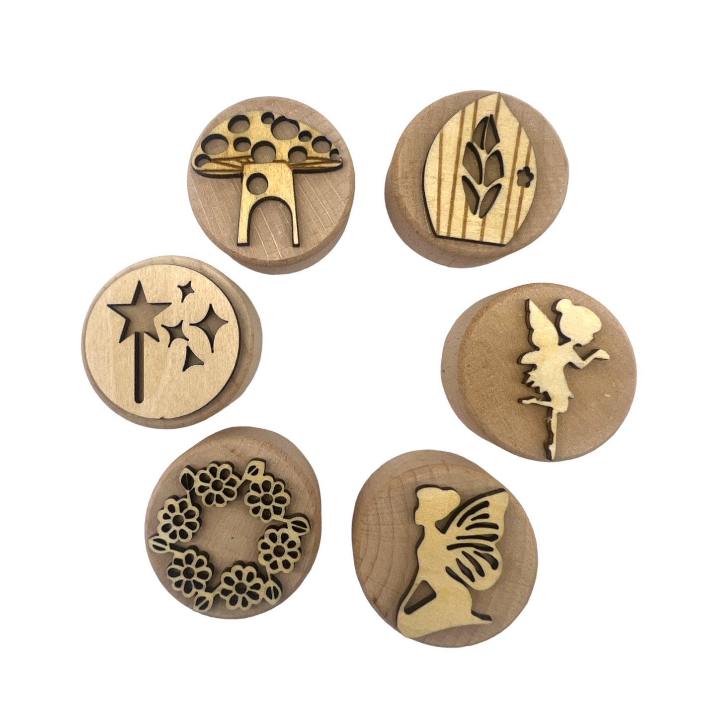 **Pre-order (Ships in 3-4 Weeks)**Wooden Playdough Stampers Set