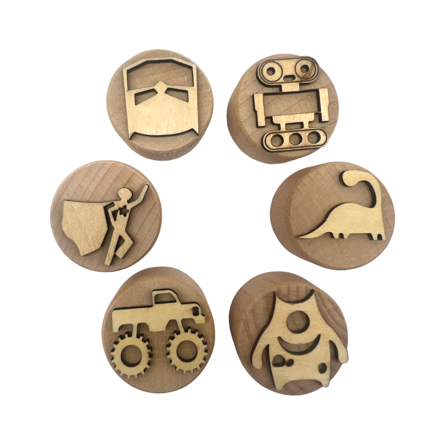 **Pre-order (Ships in 3-4 Weeks)**Wooden Playdough Stampers Set