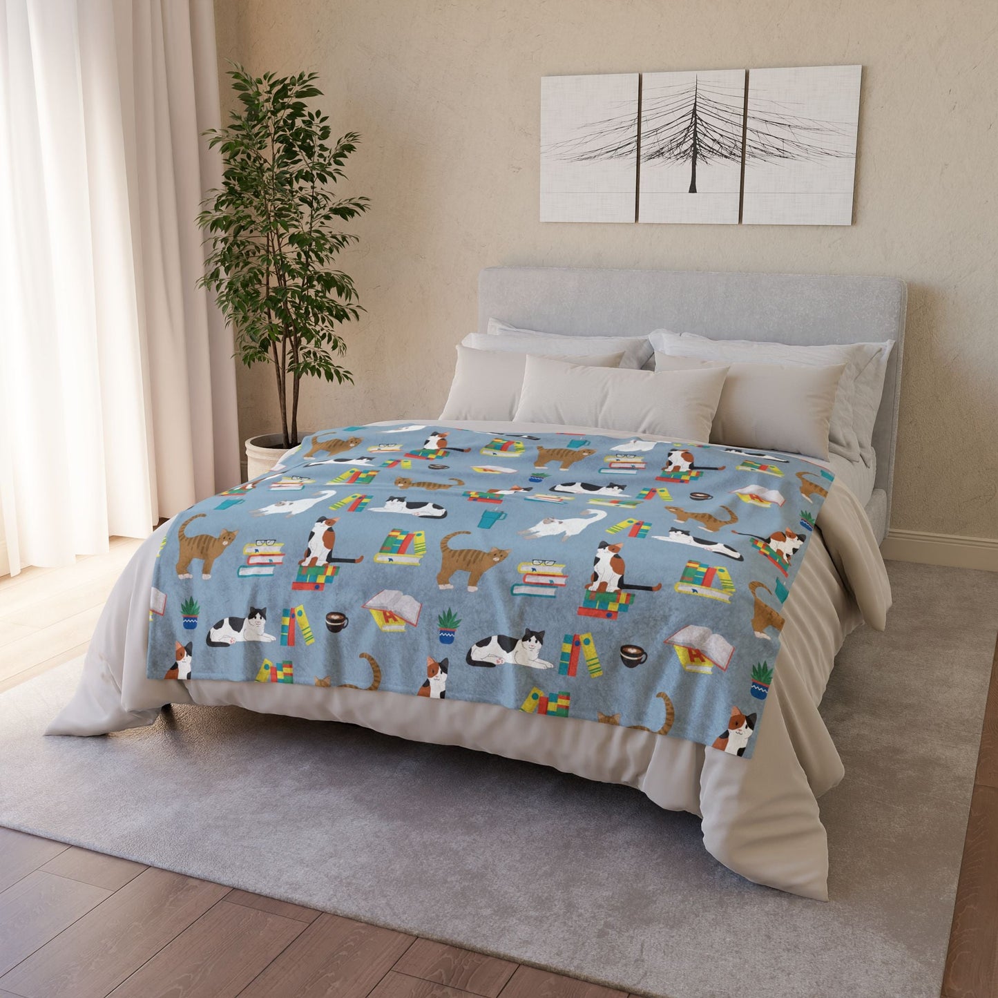 Cozy Cat Lovers Blanket The Great Catsby– Soft Cozy Throw Blanket 50"x60" size