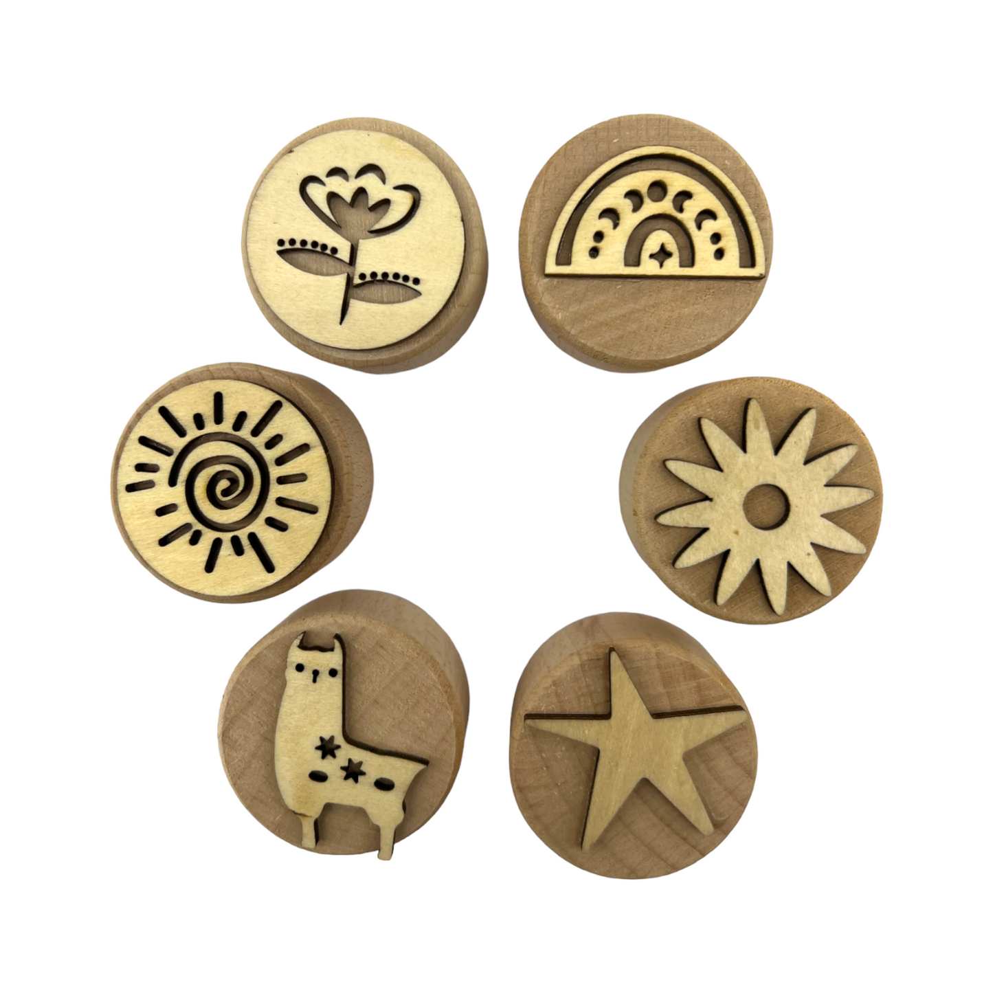 **Pre-order (Ships in 3-4 Weeks)**Wooden Playdough Stampers Set