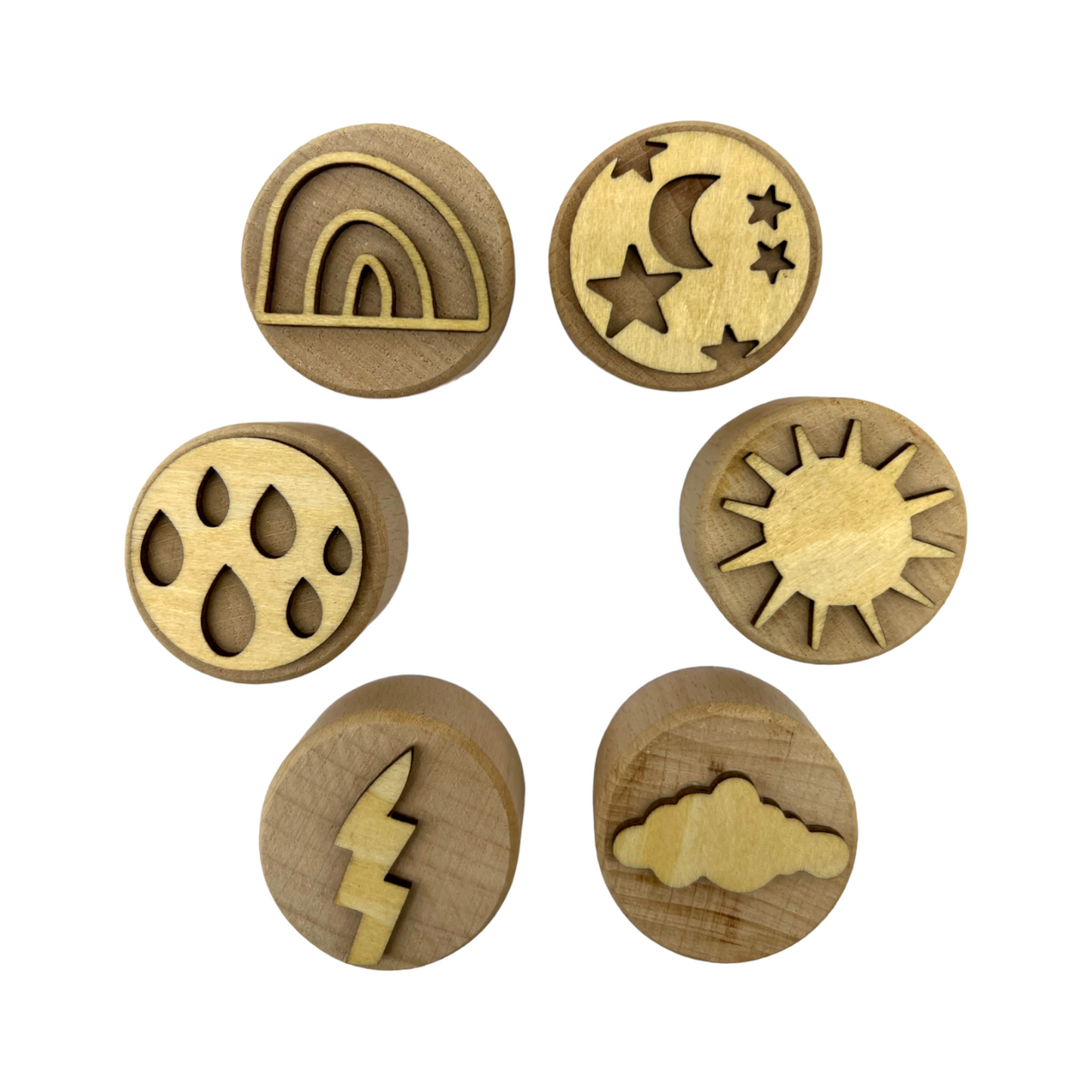 **Pre-order (Ships in 3-4 Weeks)**Wooden Playdough Stampers Set