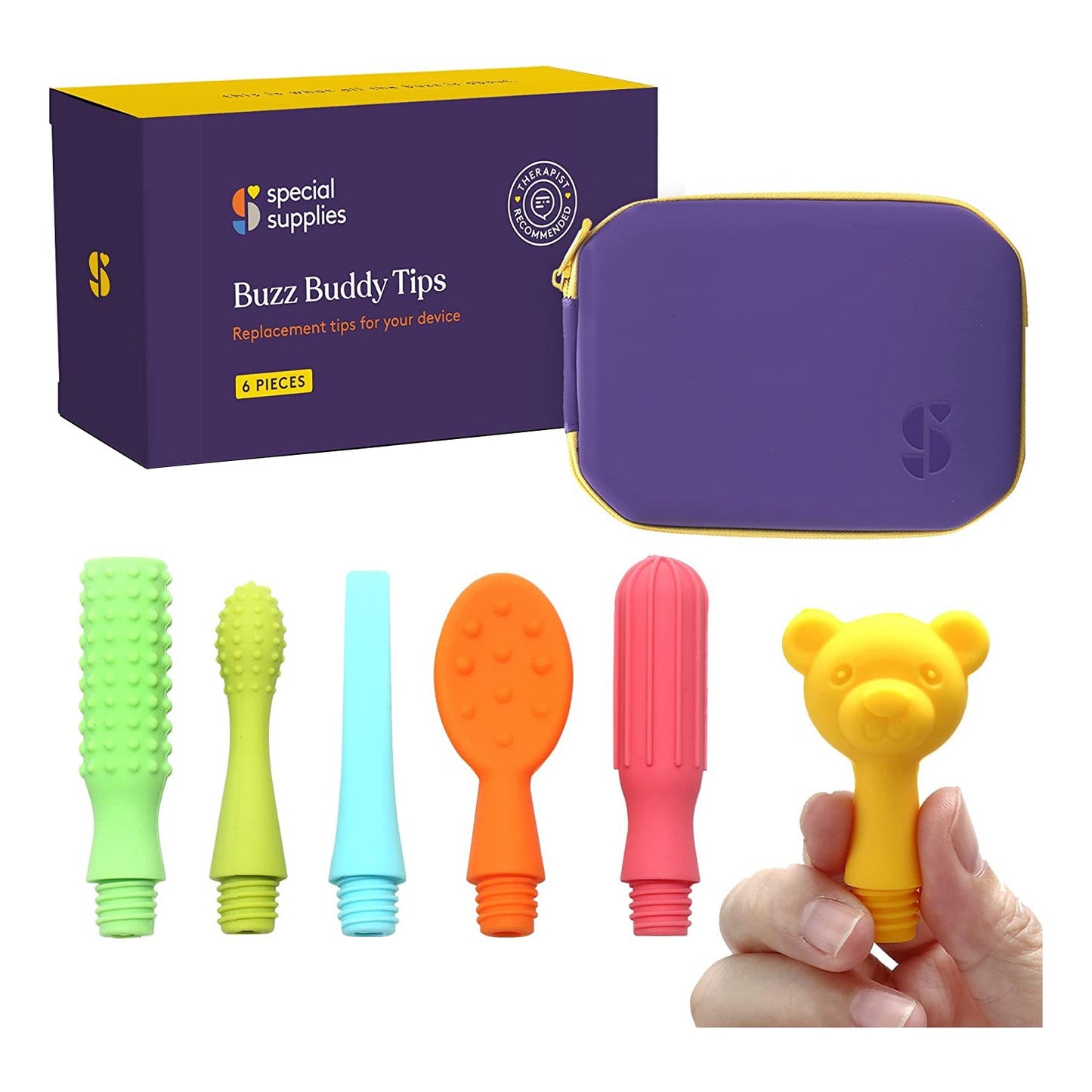 6 Replacement Tips for Buzz Buddy™ , with Travel Zipper Case