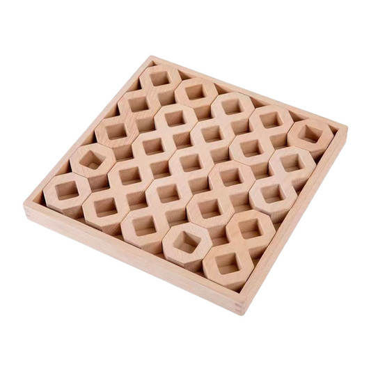 12 Pcs Wooden Windows Building Block Set with Storage Tray