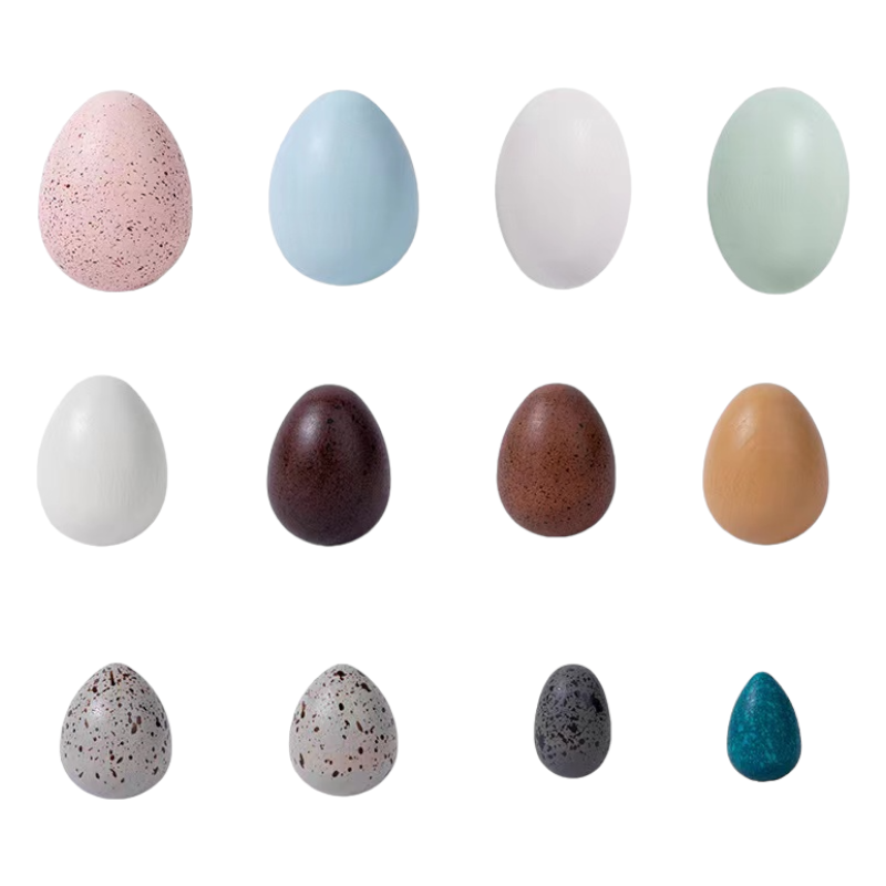 12 Pcs Wooden Bird Eggs Set