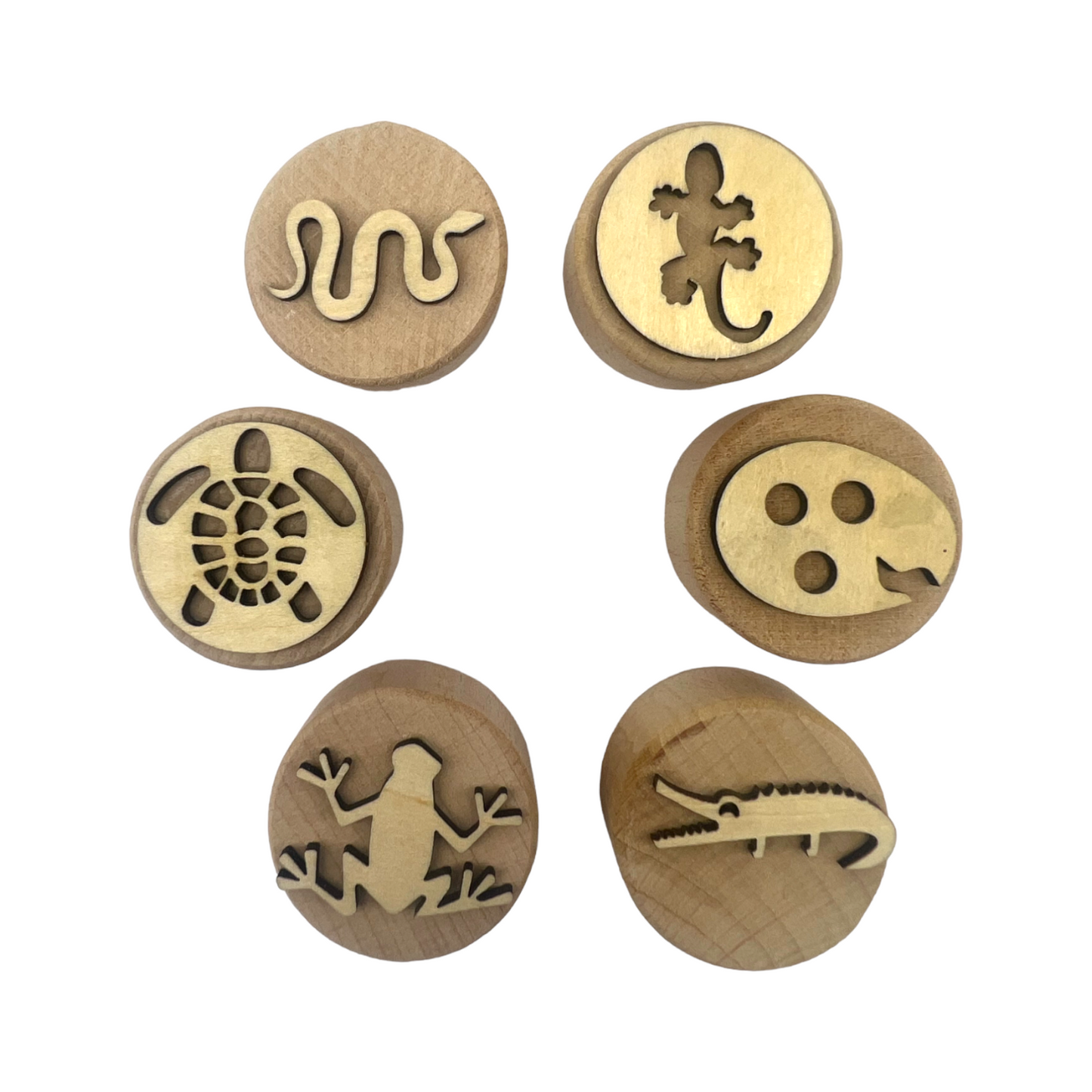 **Pre-order (Ships in 3-4 Weeks)**Wooden Playdough Stampers Set