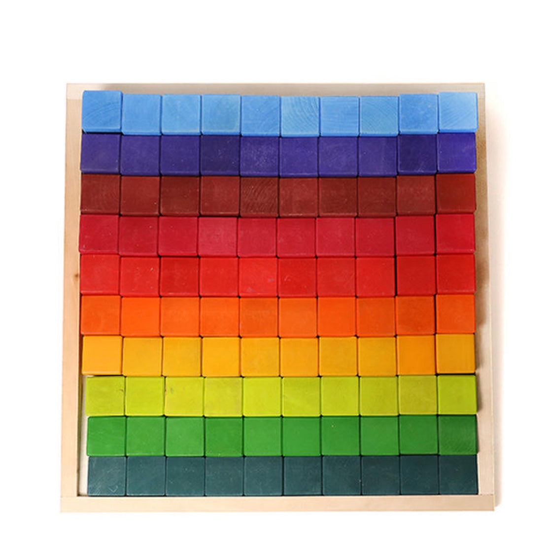100 Pcs STAINED Large Stepped Counting Wooden Stacking Building Blocks