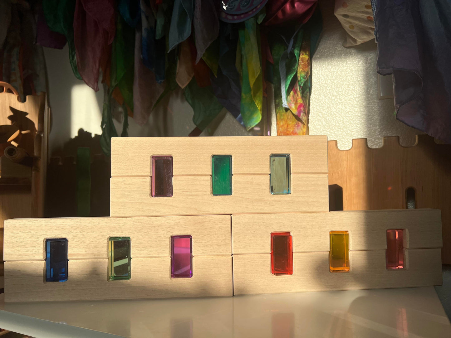**Pre-order (Ships in 2-3 Weeks)**64 Pcs Rainbow Stones & 6 Interlocking Slats Set with Storage Tray