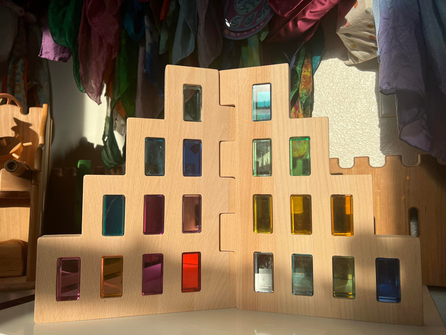 2 Pcs Wooden Skyline Window Building Set ONLY