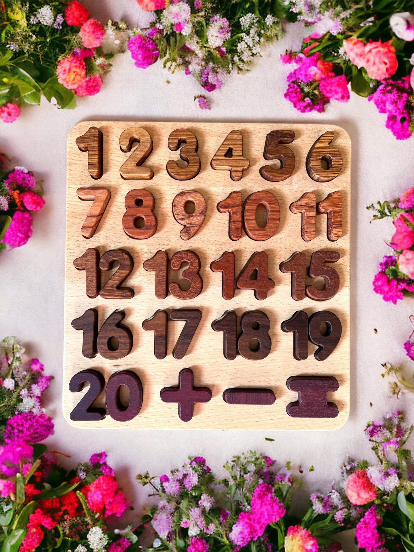 Natural Wooden Alphabet Letters and Numbers Puzzle