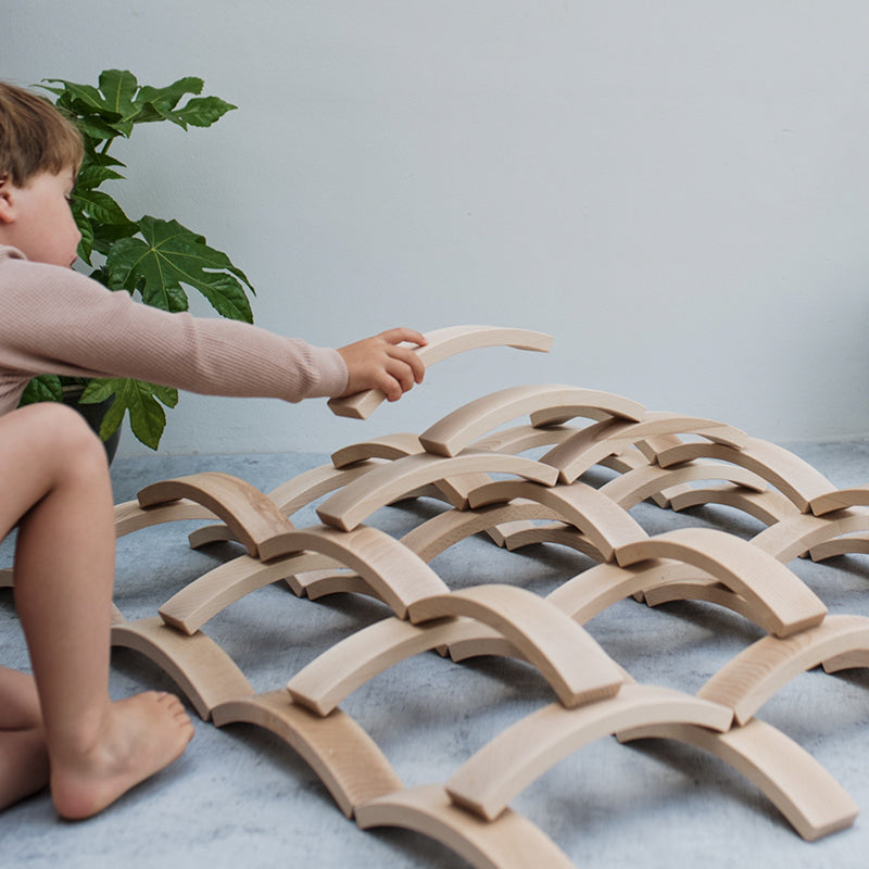 **Pre-order (Ships in 3-4 Weeks)**12 Pcs Large Curved Natural Wooden Building Blocks