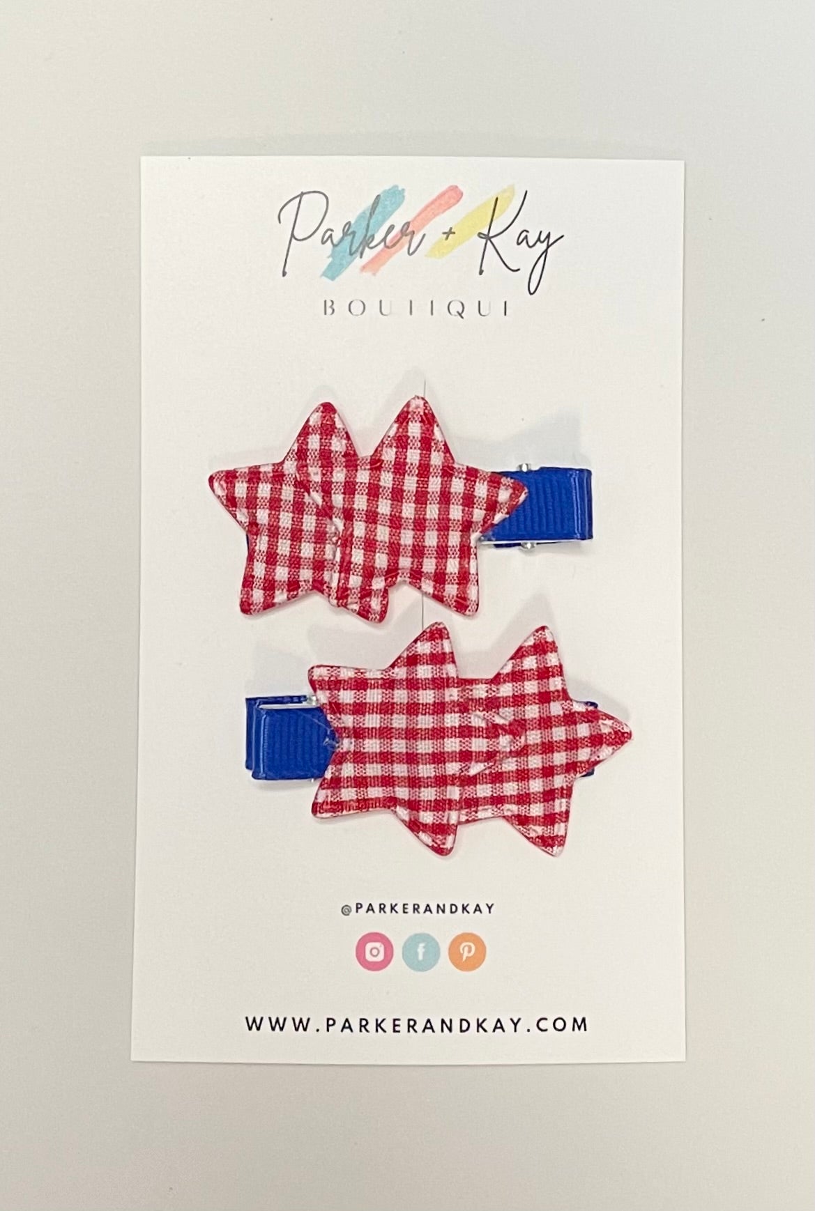Gingham Stars Hair Clips
