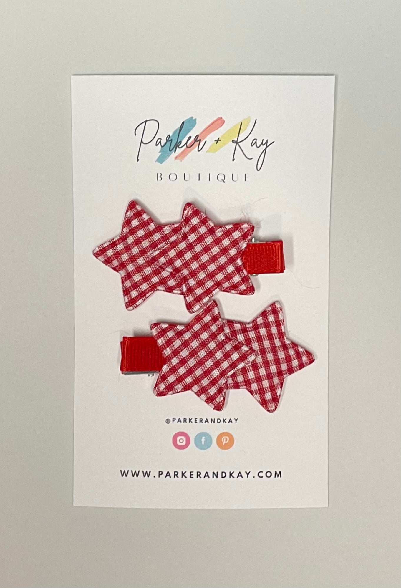 Gingham Stars Hair Clips