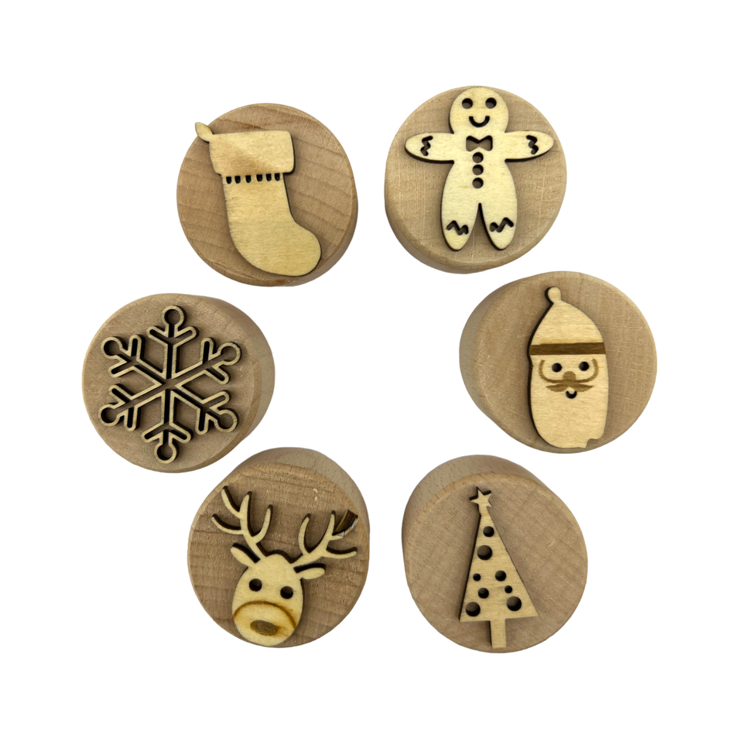 **Pre-order (Ships in 3-4 Weeks)**Wooden Playdough Stampers Set