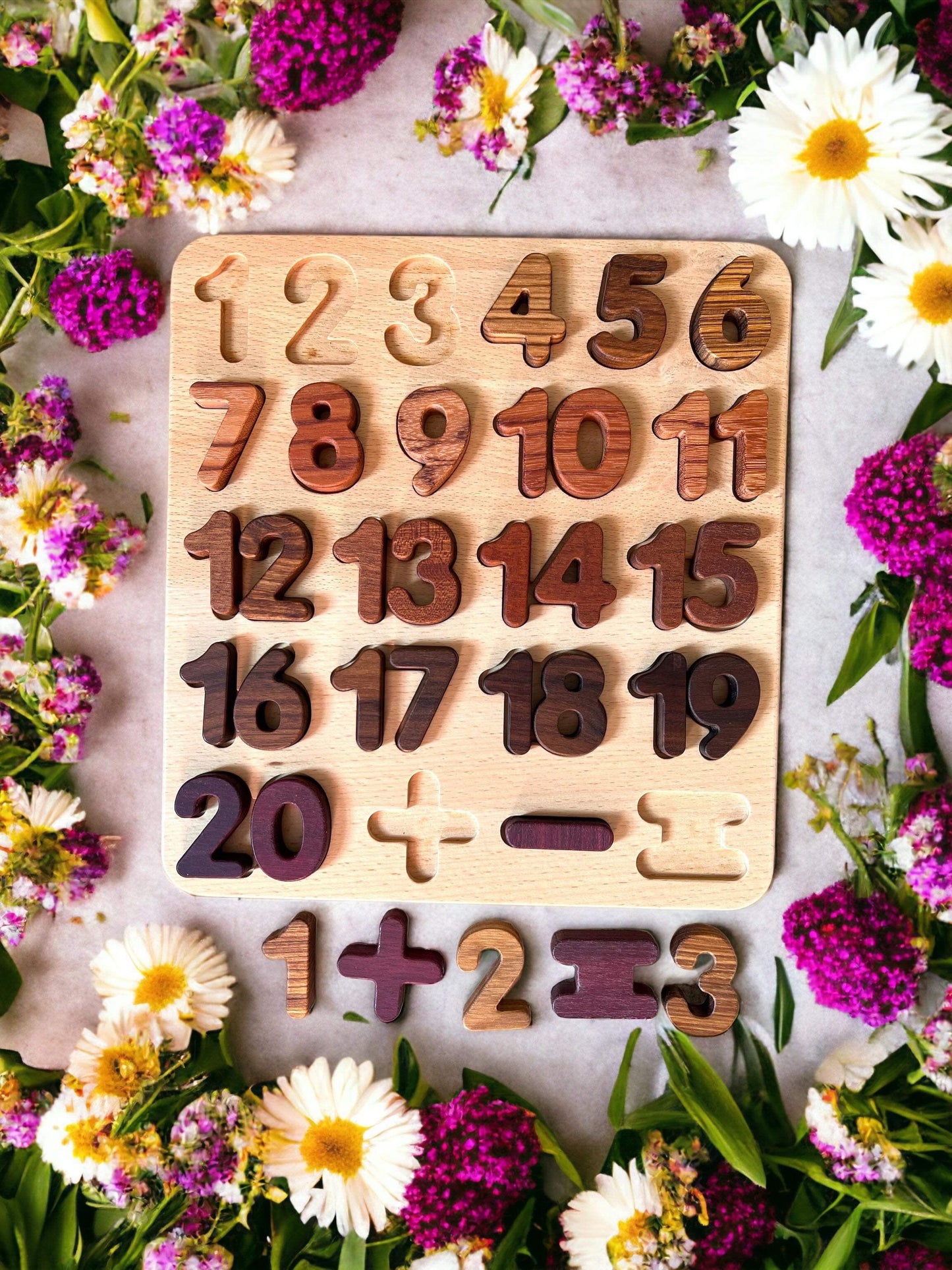 Natural Wooden Alphabet Letters and Numbers Puzzle