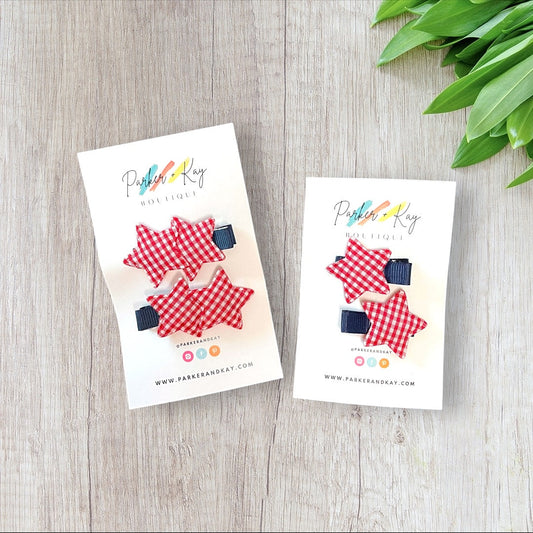 Gingham Stars Hair Clips