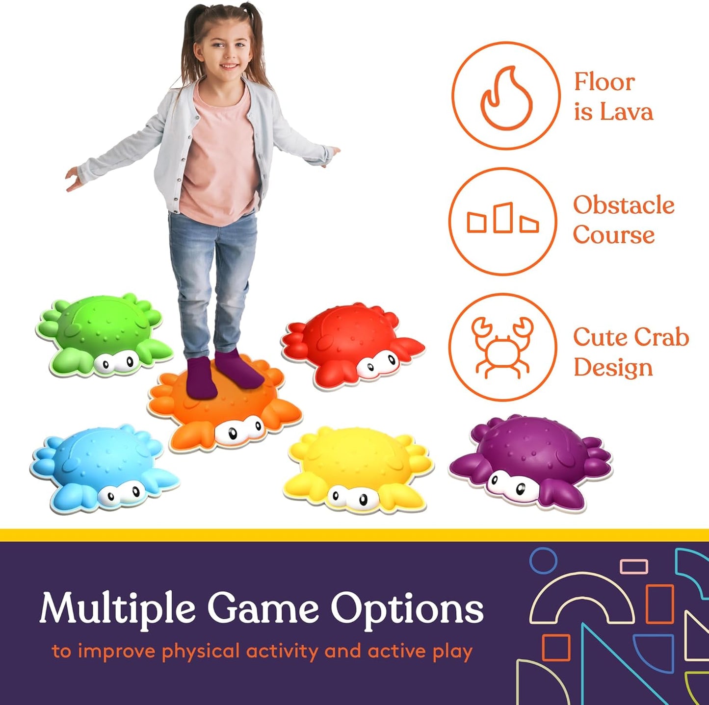 Crab Stepping Stones (Multi-Color): 6 Piece Set