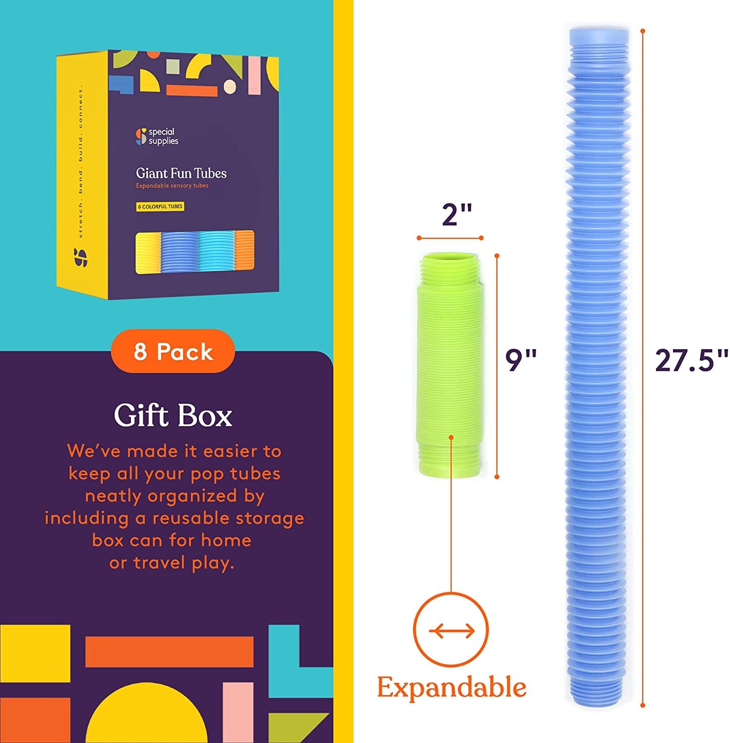 Giant Pop Tubes (Multi-Color): 8 Pack