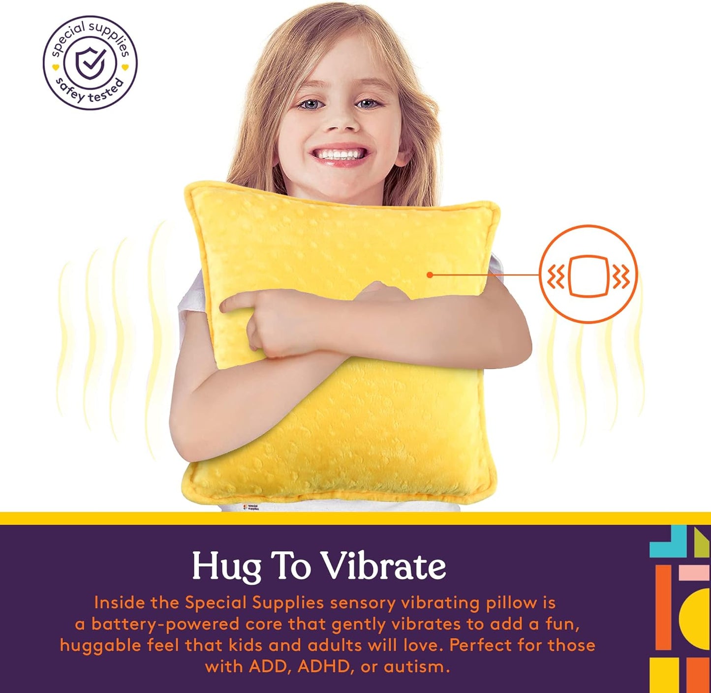 Sensory Vibrating Pillow - Pink & Yellow