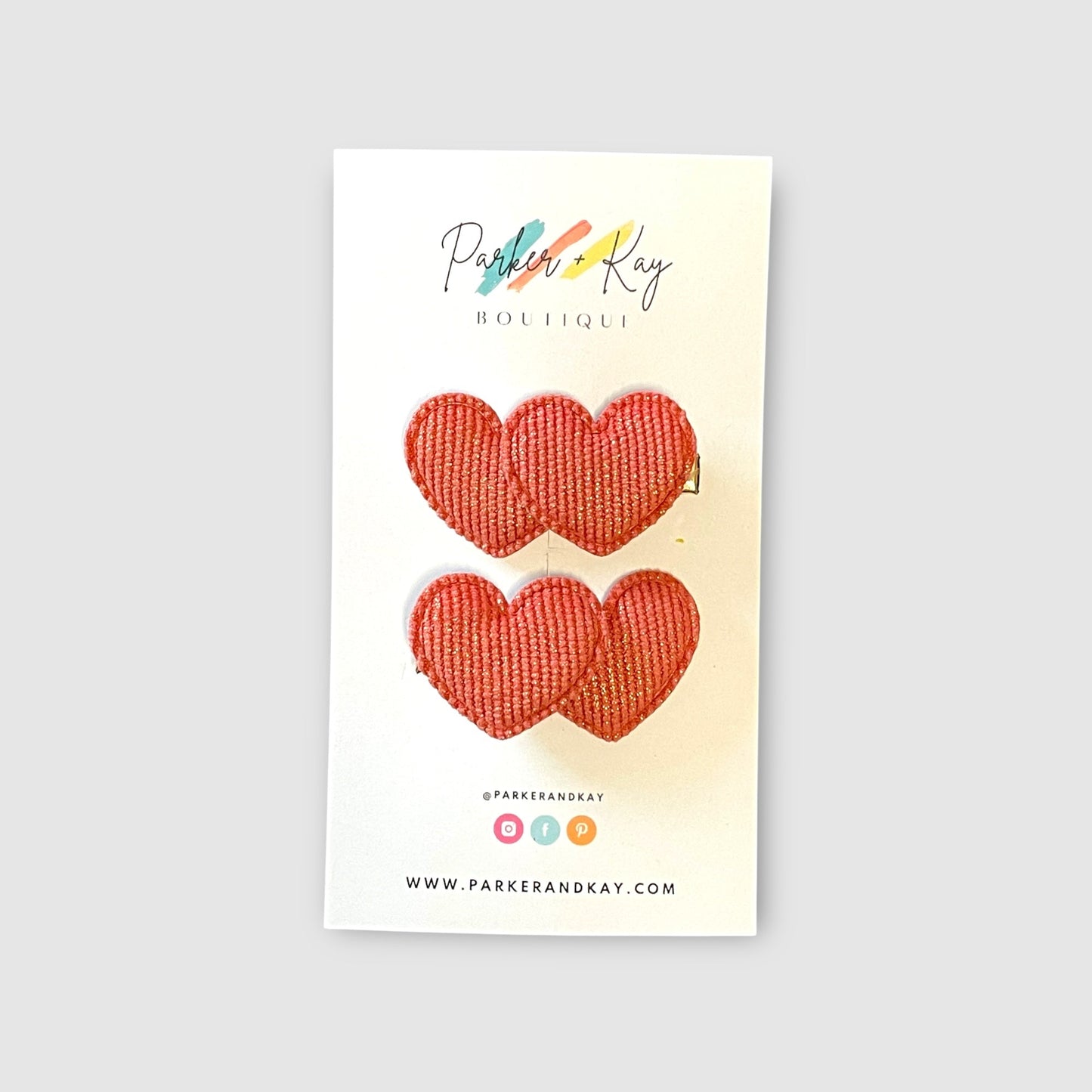 Boho Corduroy Puff Hearts Hair Clips