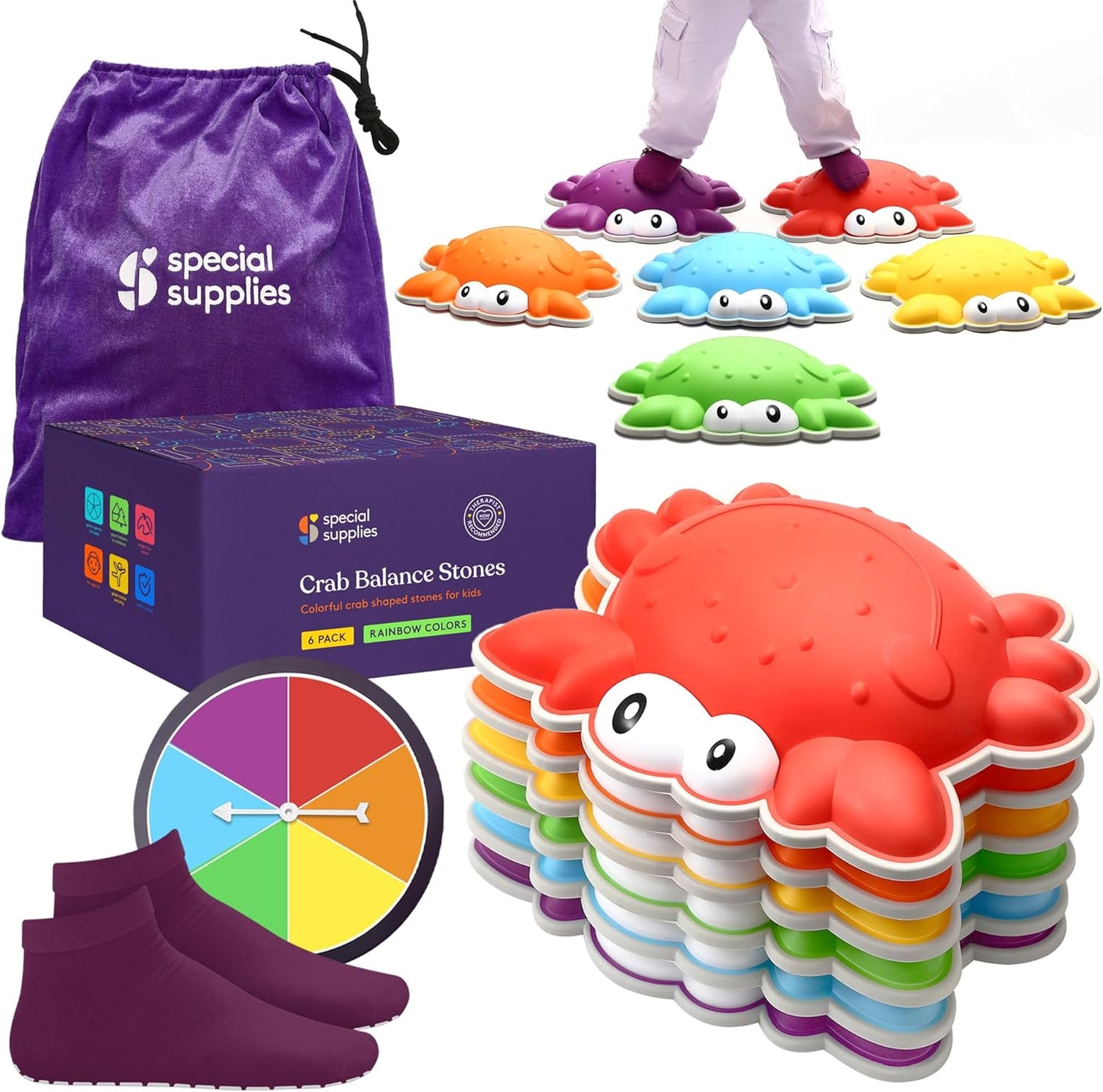 Crab Stepping Stones (Multi-Color): 6 Piece Set