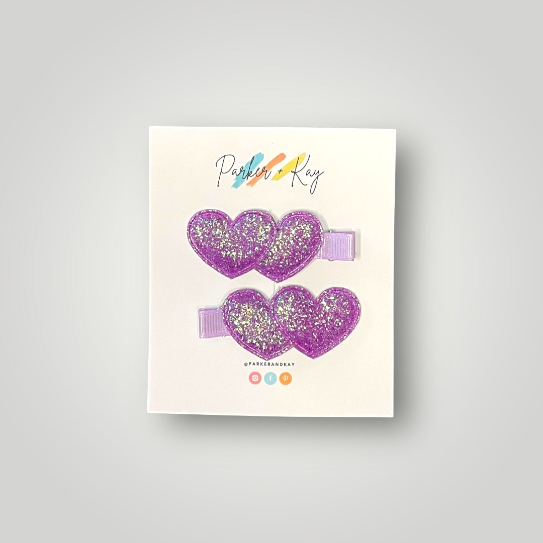 Sparkling Heart Hair Clips
