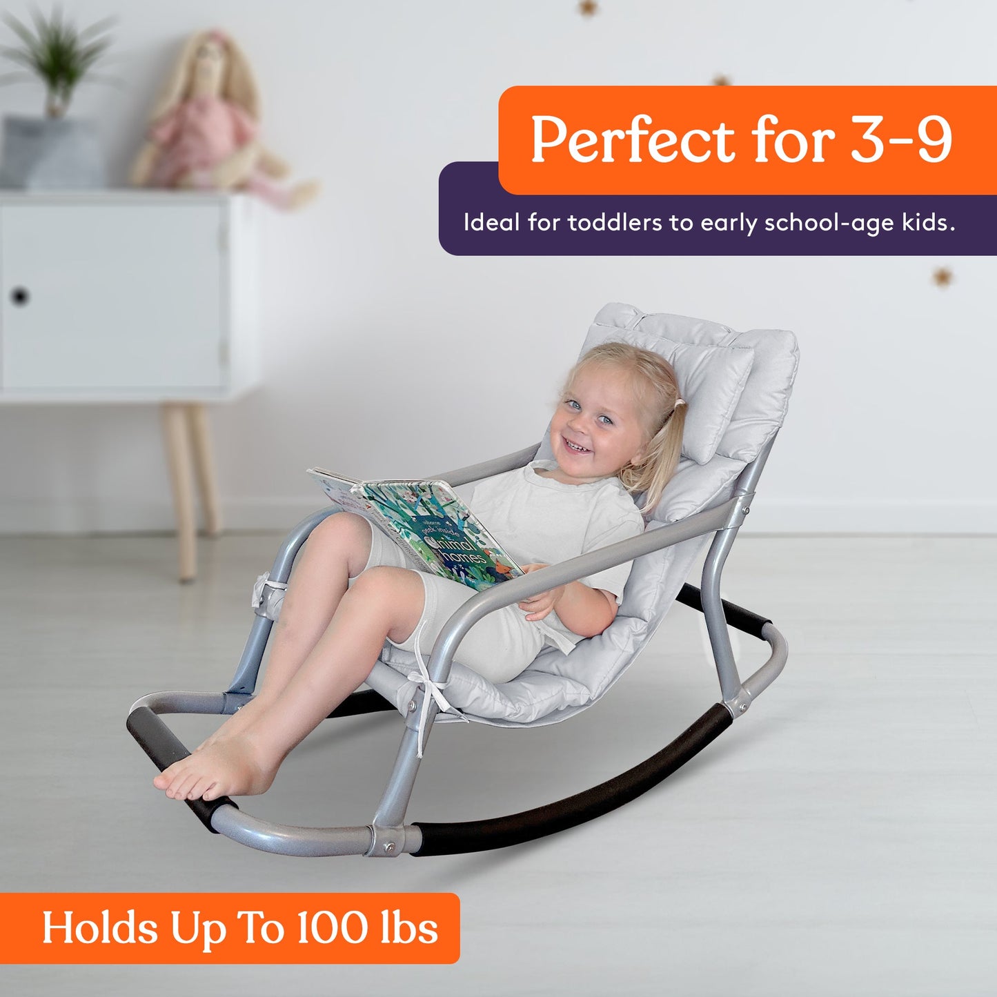 Special Supplies Sensory Rocking Chair for Kids - Comfortable Kids Rocker- Versatile Floor Chair with Soft Fabric and Stability for Playroom, Bedroom, or Nursery (Ages 3+)