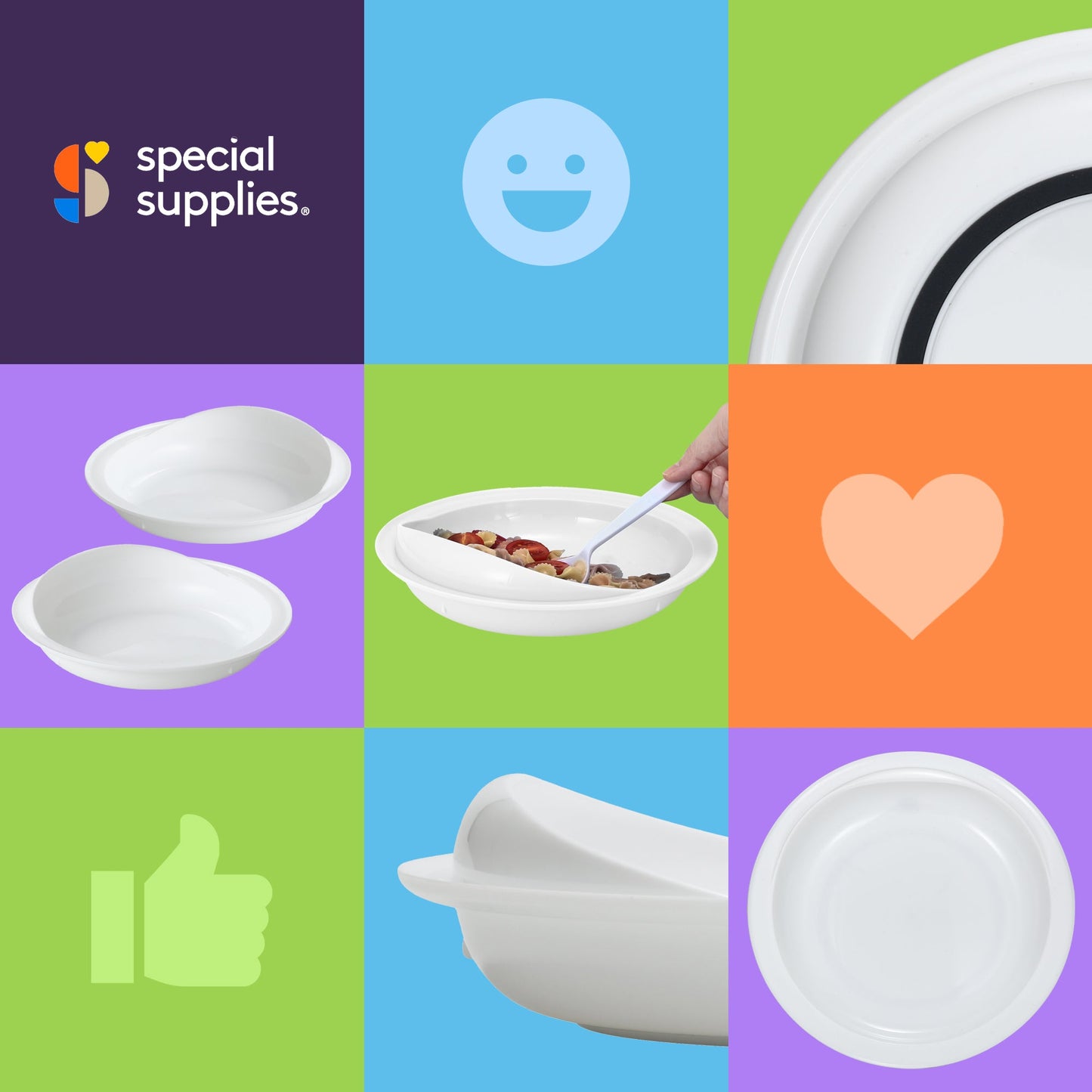 Spill-Proof Scoop Plates – White (2 Pack)