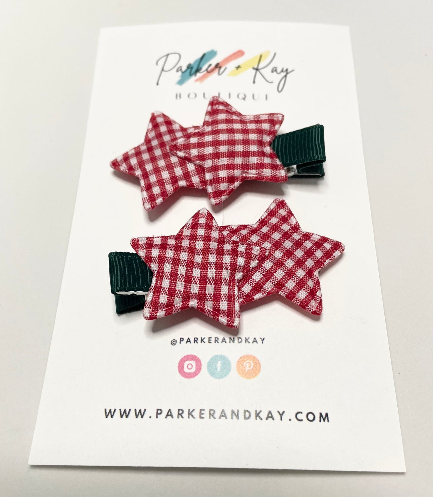 Gingham Stars Hair Clips