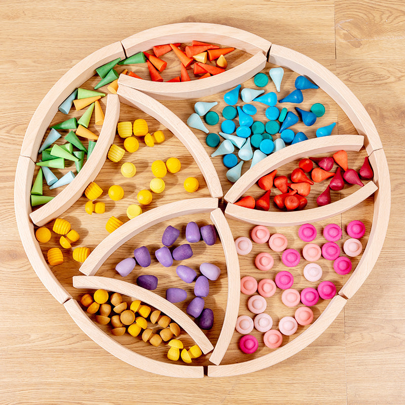 **Pre-order (Ships in 3-4 Weeks)**12 Pcs Large Curved Natural Wooden Building Blocks