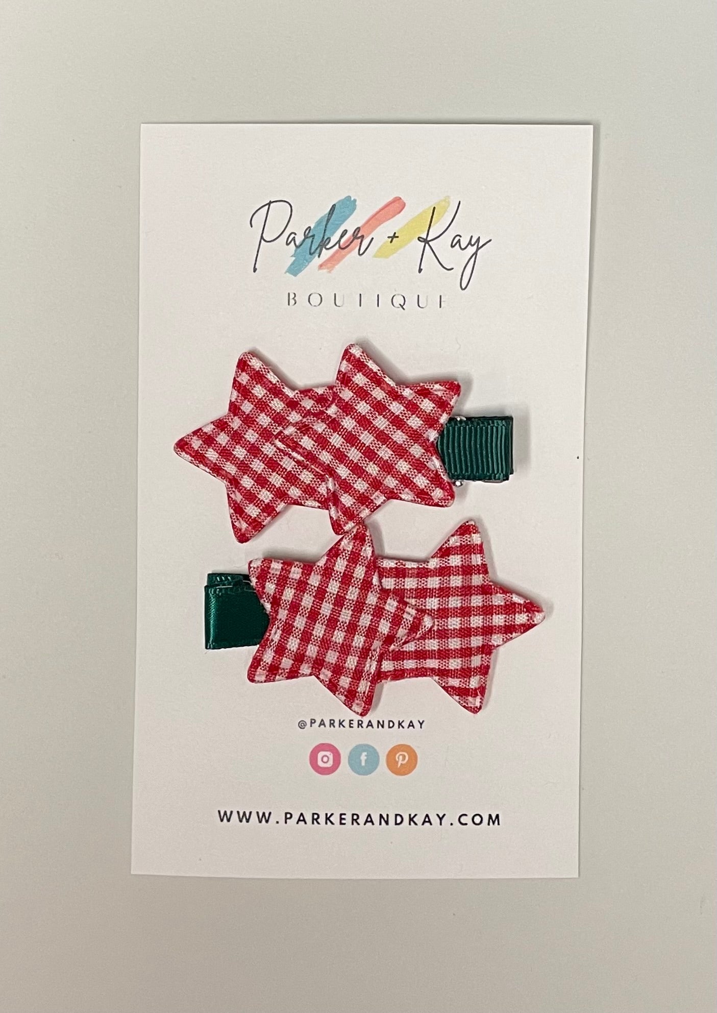 Gingham Stars Hair Clips