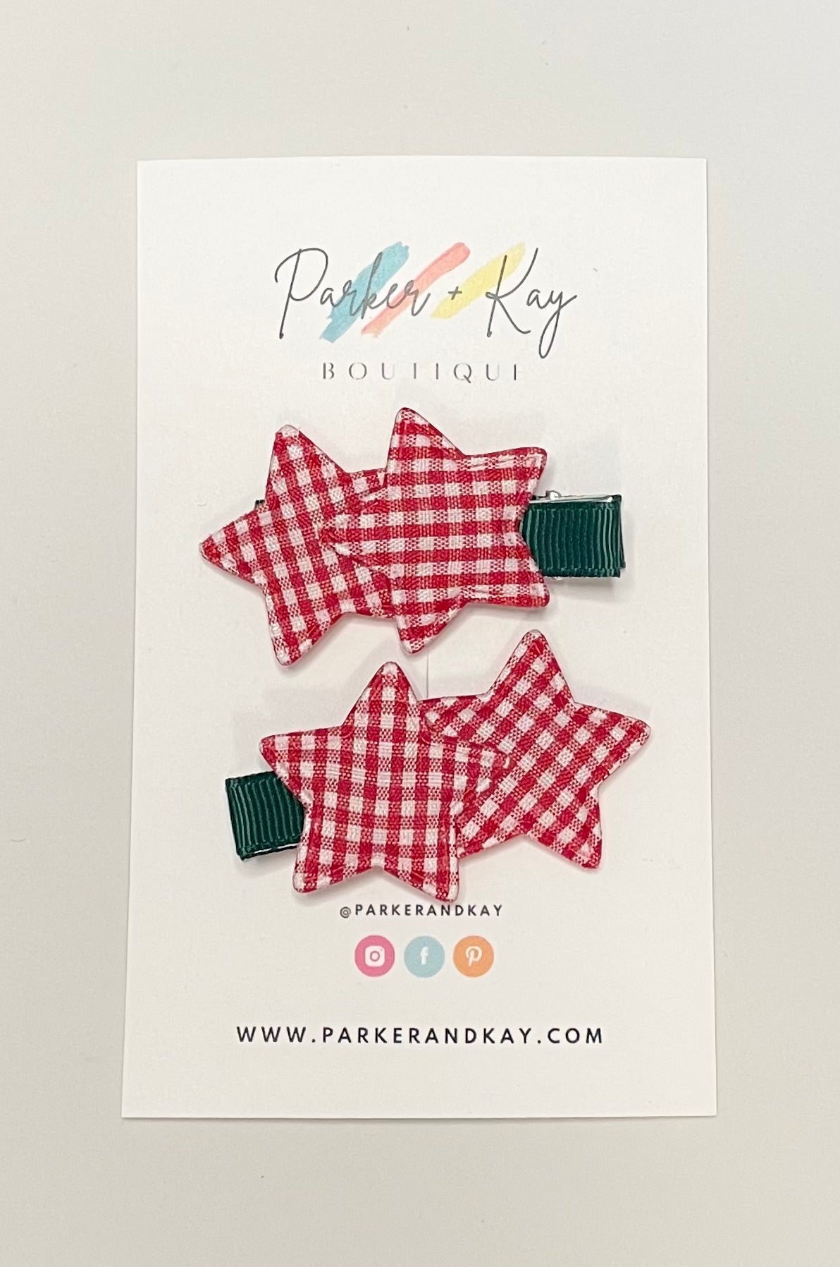 Gingham Stars Hair Clips