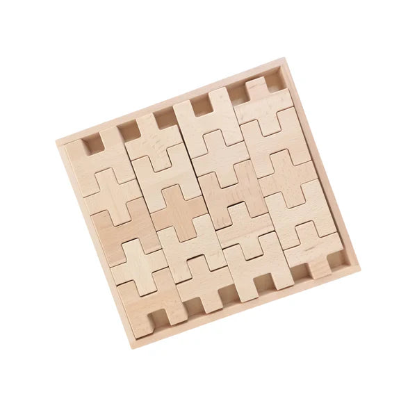 **Pre-order (Ships in 2-3 Weeks)**20 Pcs Wooden H and + Shape Blocks Set with Storage Tray