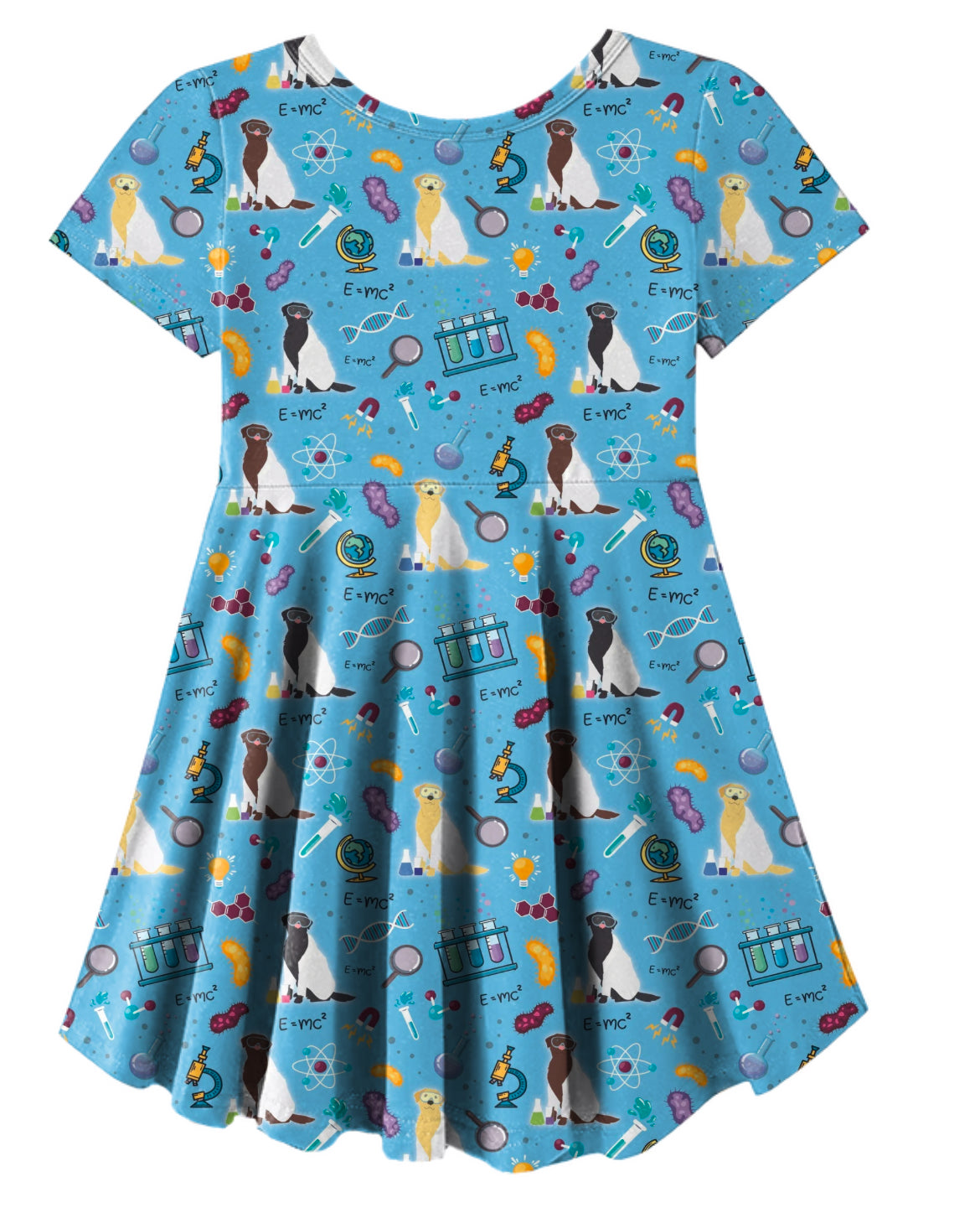 Science Labs Puppy Dogs Blue Bamboo Twirl Dress with Pockets