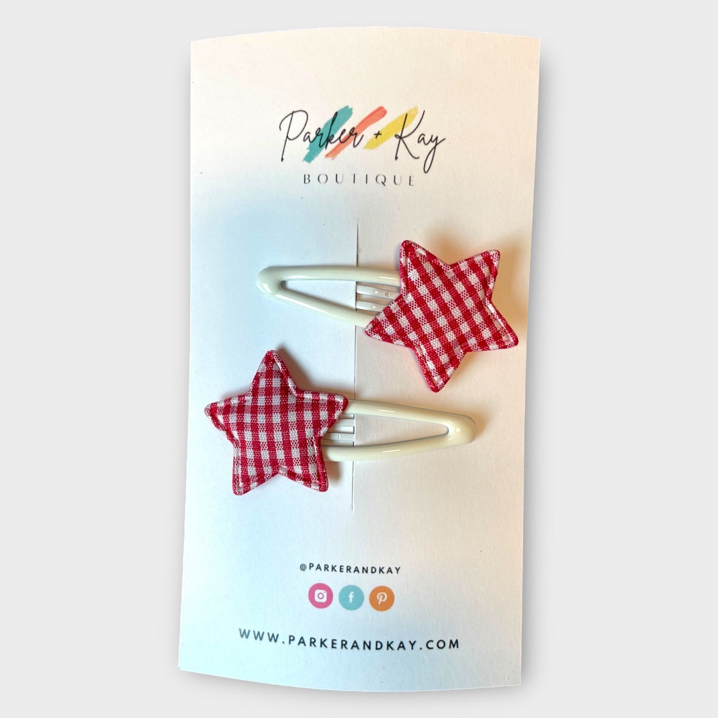 Gingham Stars Hair Clips