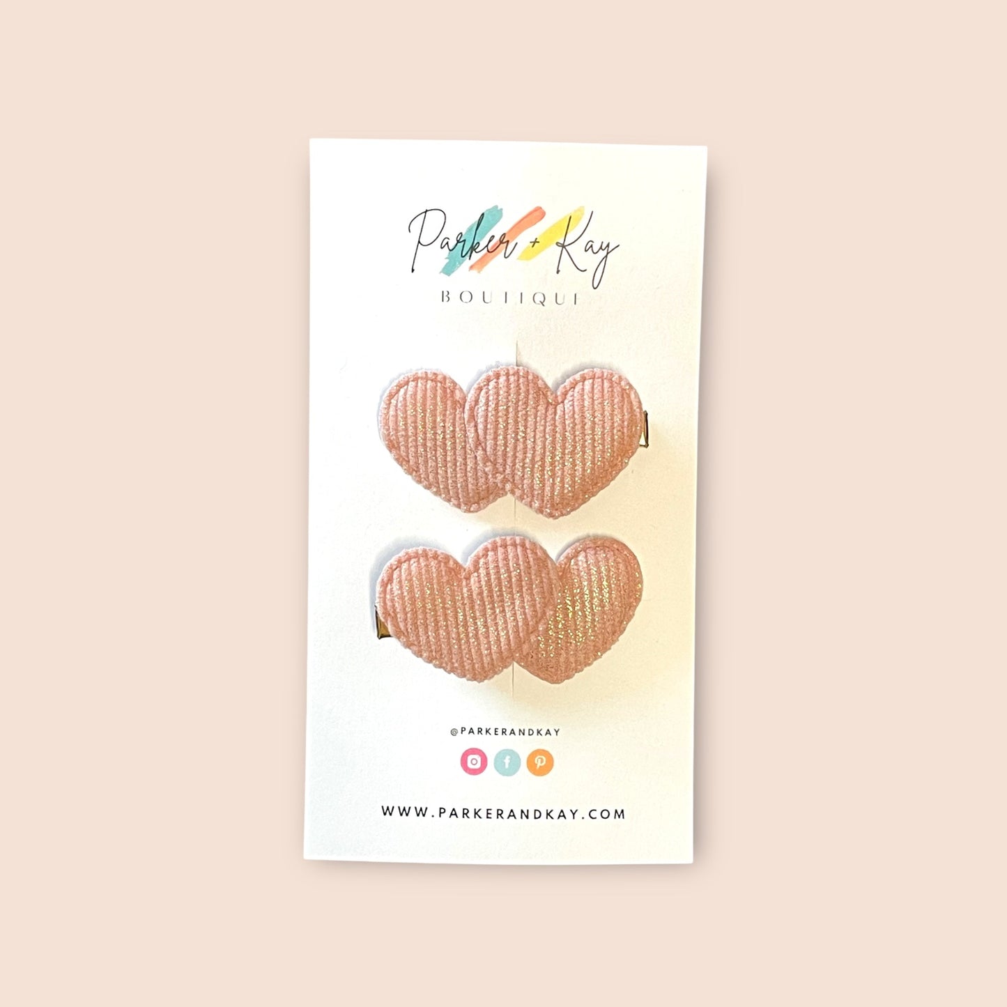 Boho Corduroy Puff Hearts Hair Clips