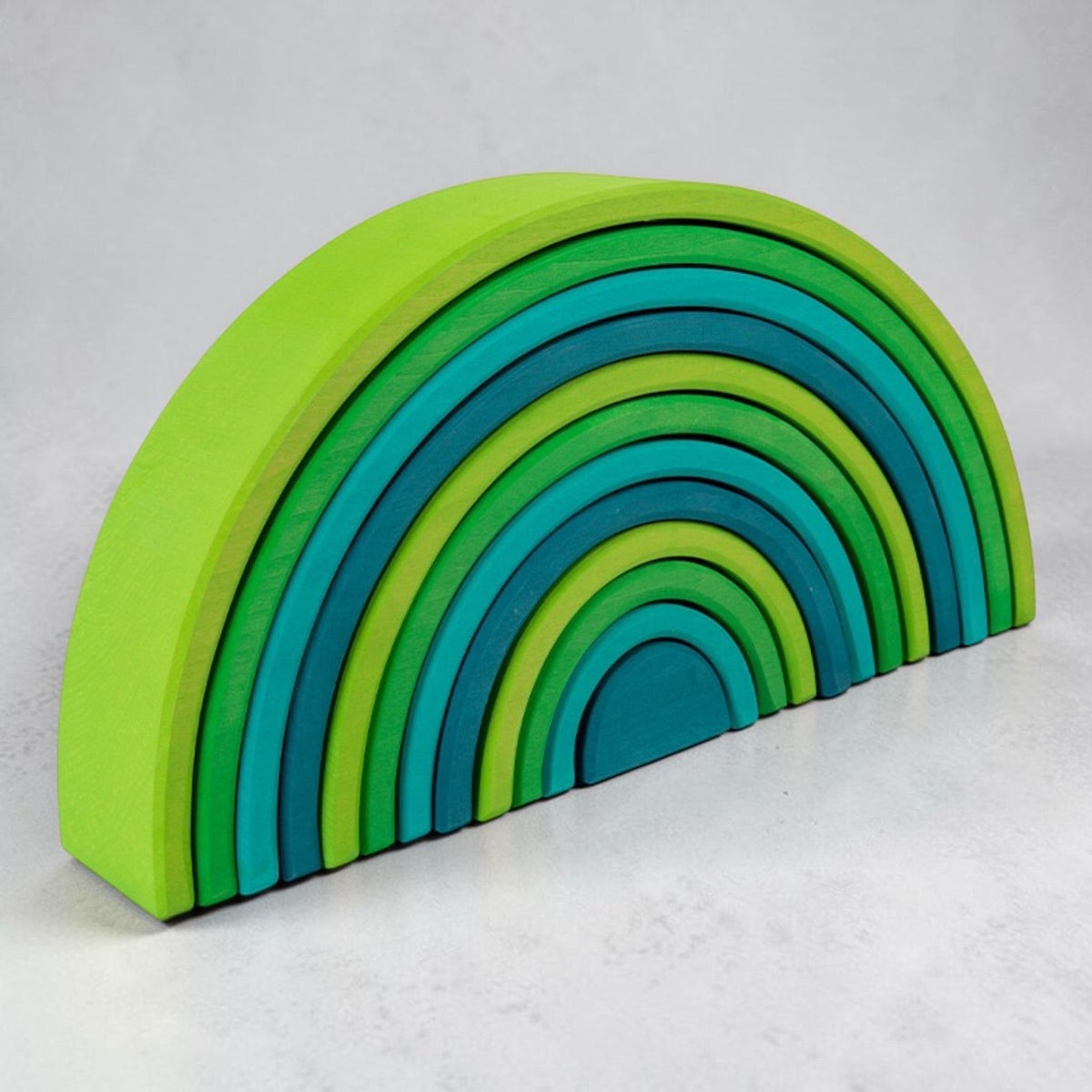 **Pre-order (Ships in 2-3 Weeks)**12 Pcs STAINED Large Basswood Rainbow Stacking Blocks Meadow Green