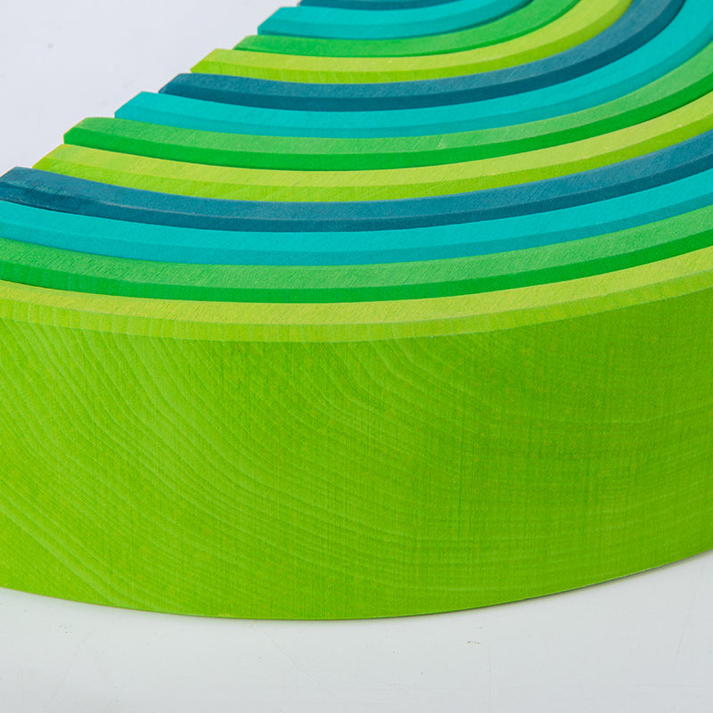 **Pre-order (Ships in 2-3 Weeks)**12 Pcs STAINED Large Basswood Rainbow Stacking Blocks Meadow Green