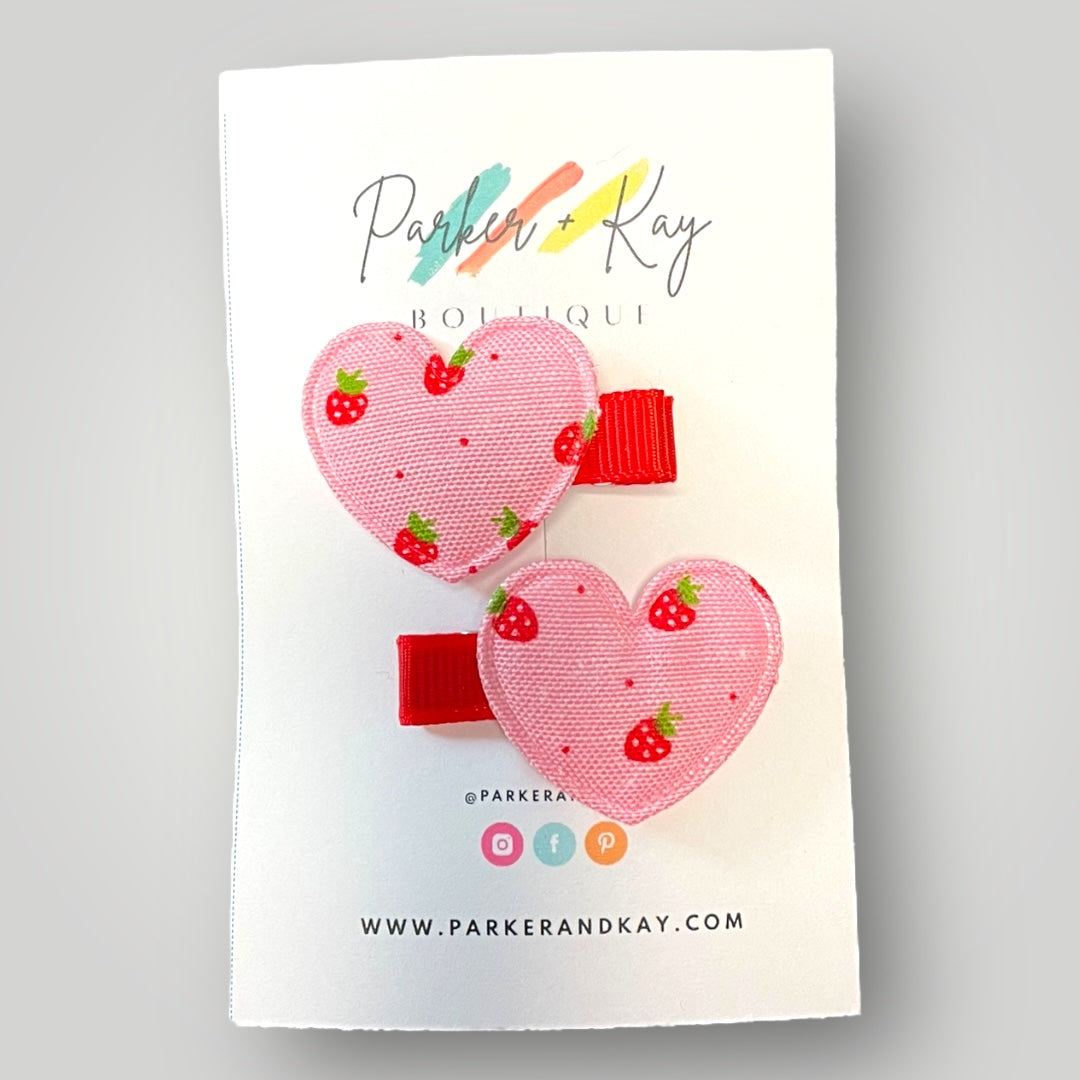 Strawberry Heart Hair Clips
