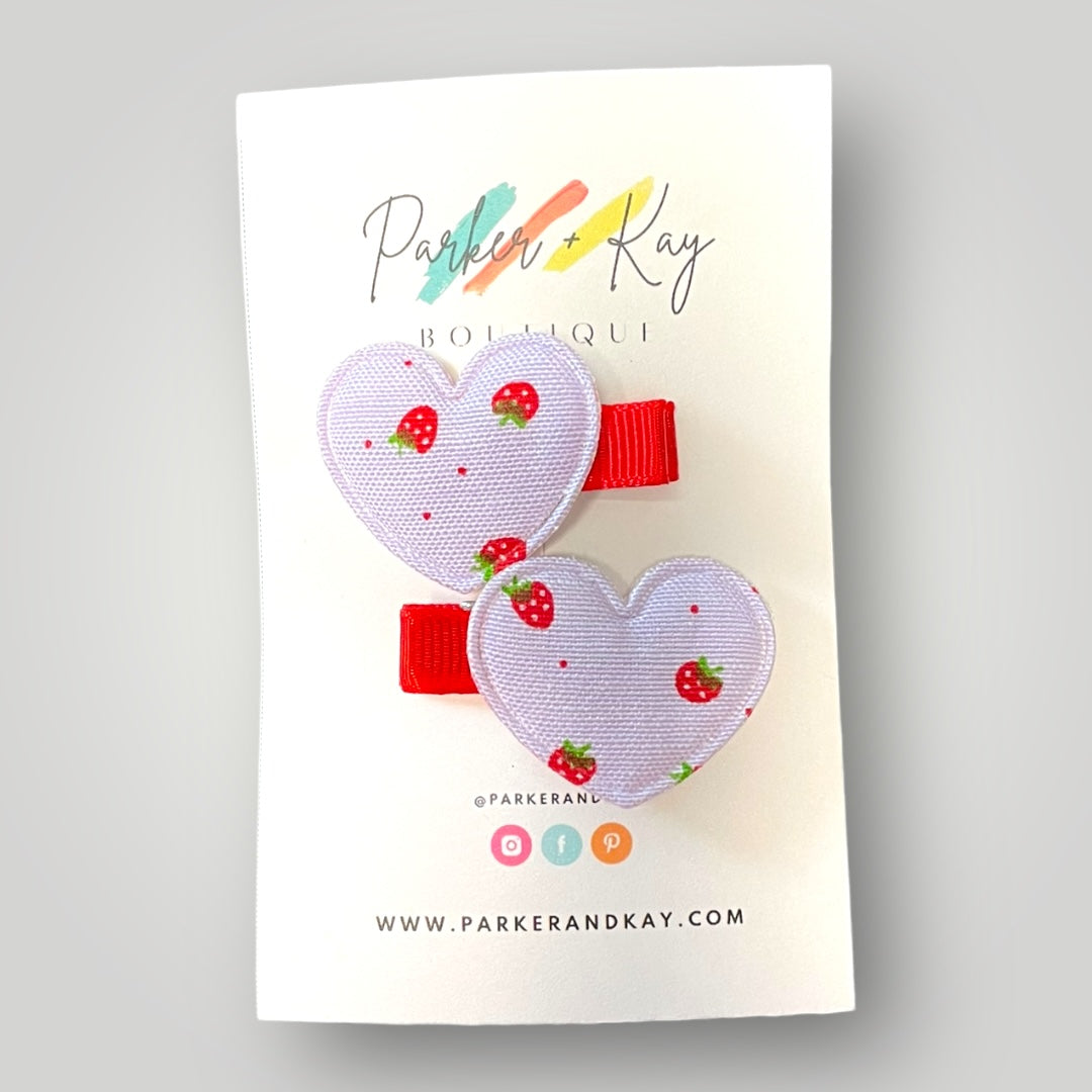 Strawberry Heart Hair Clips