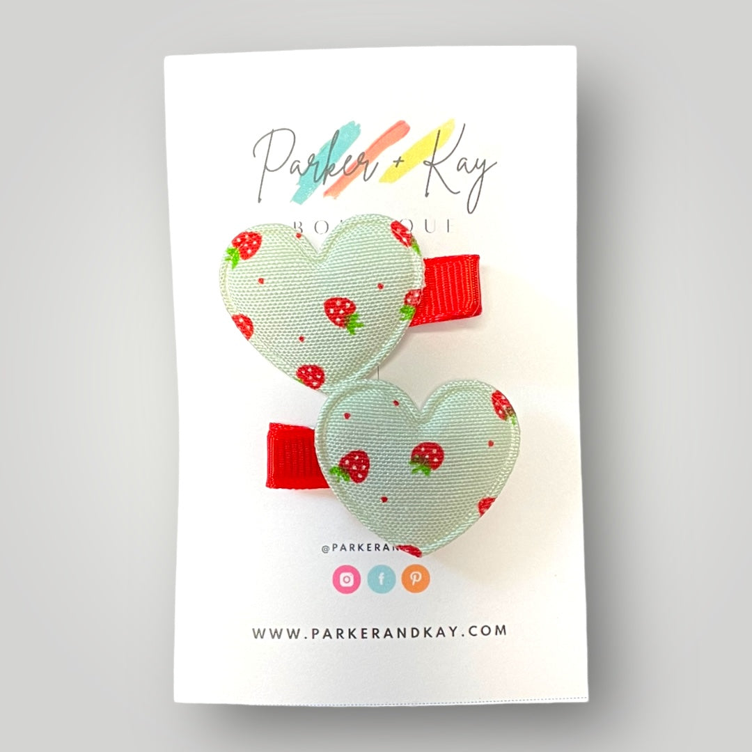 Strawberry Heart Hair Clips