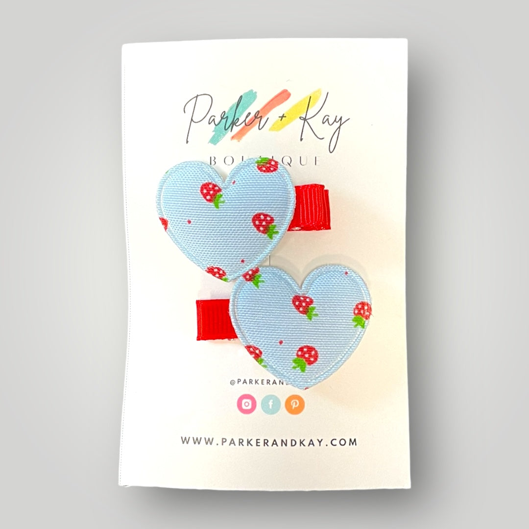 Strawberry Heart Hair Clips