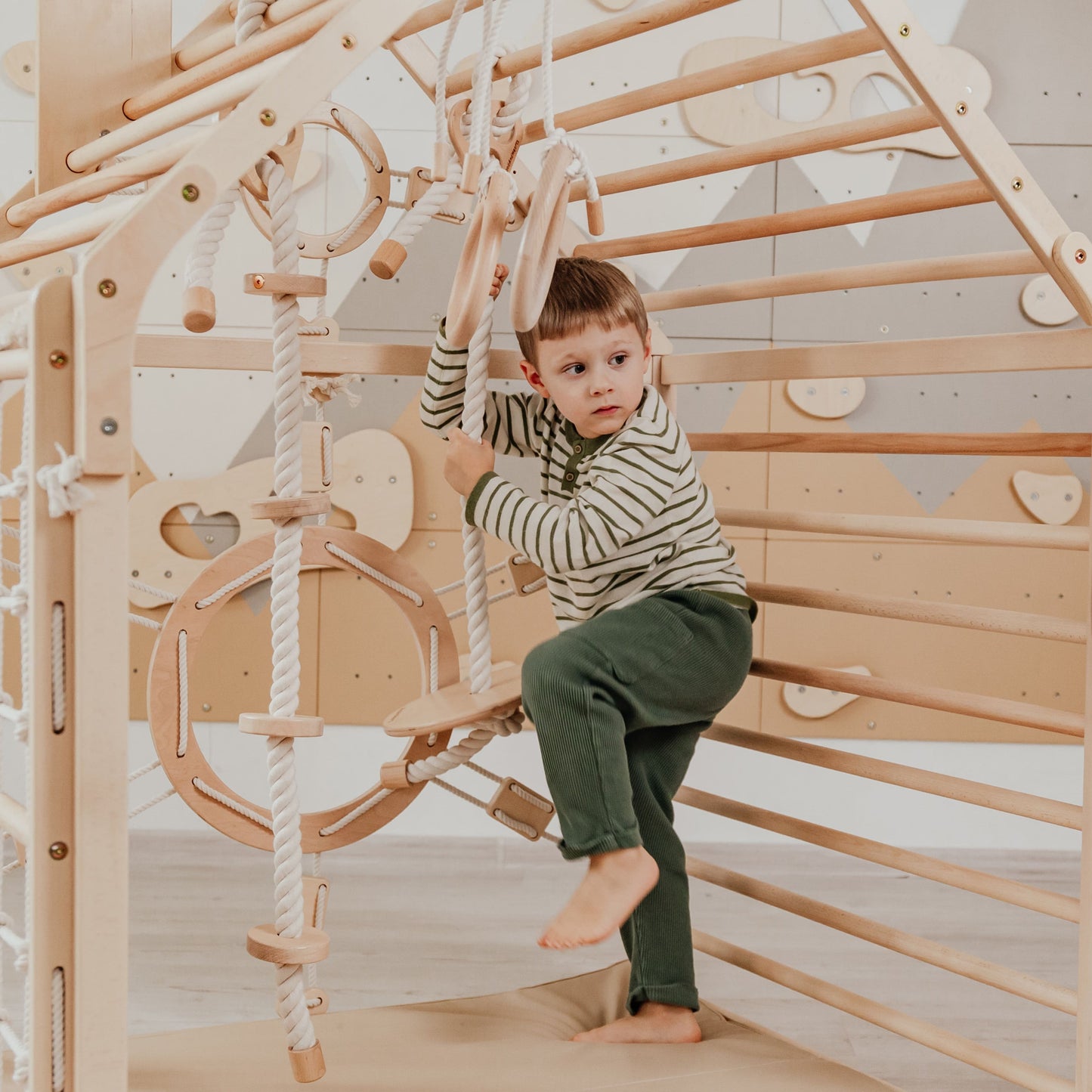 Wood and Hearts Wooden Toddler Climbing Playhouse, Ages 1–6