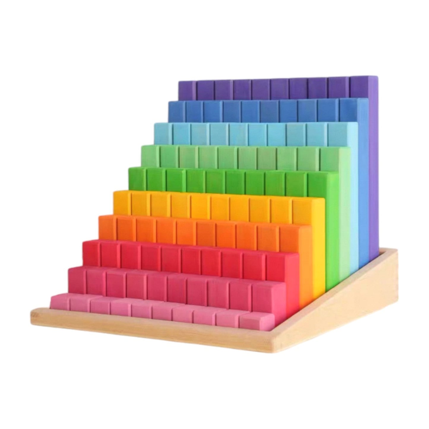 **Pre-order (Ships in 2-3 Weeks)**Building Steps Rainbow Counting Blocks – 100-Piece Wooden Prism Stair Set