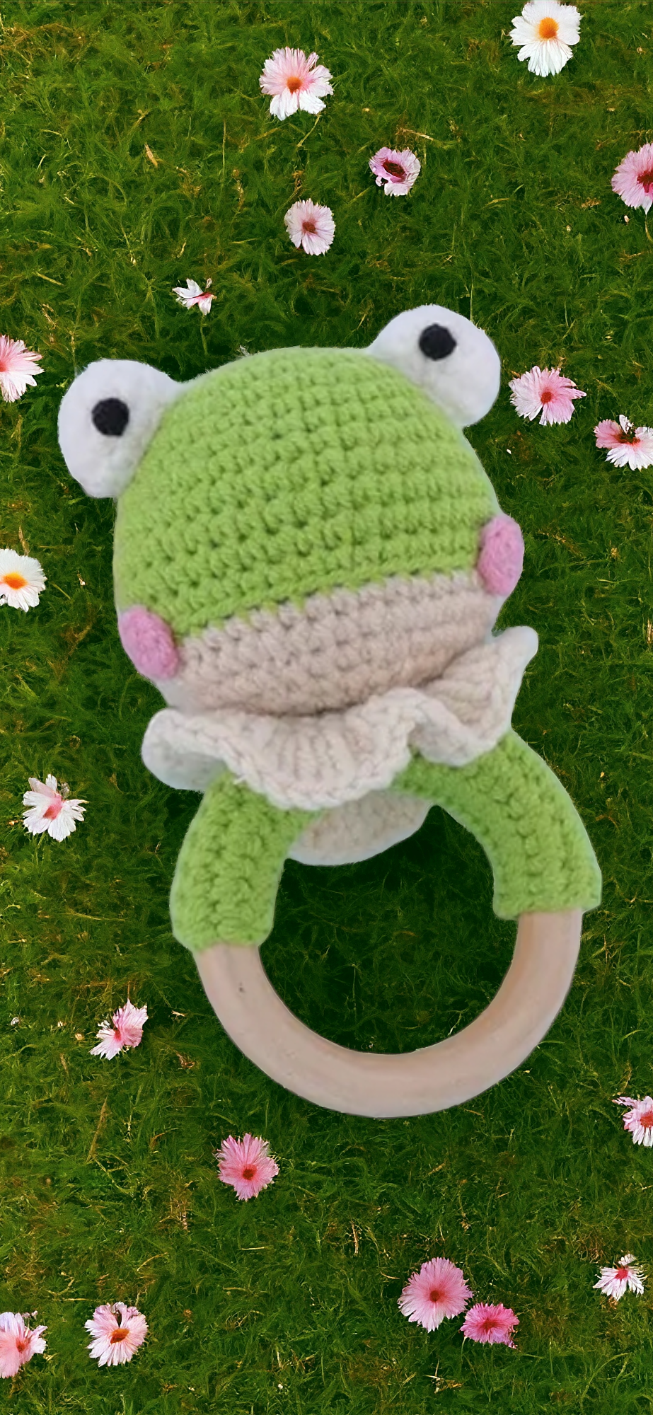 Handmade Wooden Crochet Baby Rattles