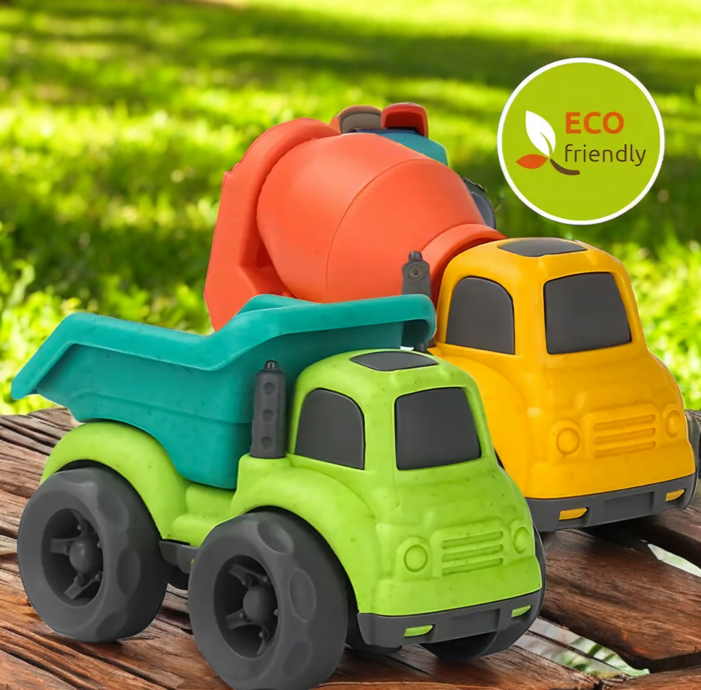 2-Piece Truck Set: Dump Truck & Cement Mixer Toy