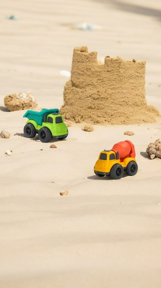 2-Piece Truck Set: Dump Truck & Cement Mixer Toy