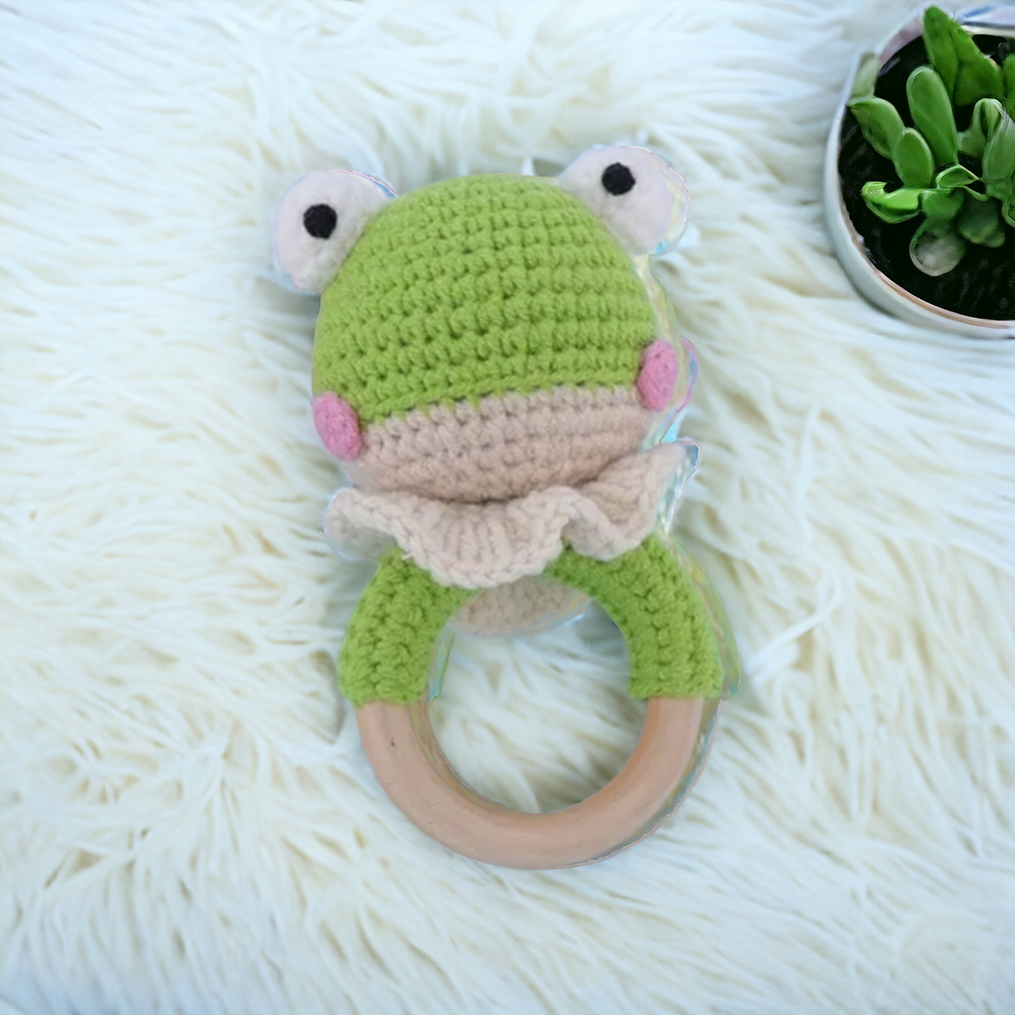 Handmade Wooden Crochet Baby Rattles