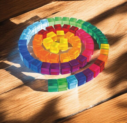 Lucite Cube Blocks in a rainbow of colors